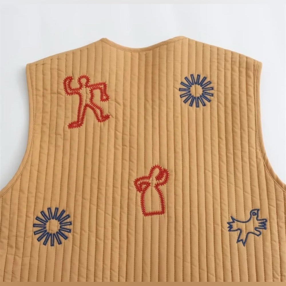 NEW ZARA - Indigenous Inspired Tan Embroidered Vest Size Large - Picture 6 of 11